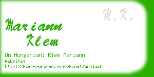 mariann klem business card